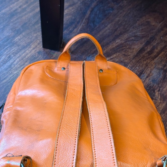 Men's Orange Leather Backpack - Sleek Everyday Carry - Picture 14 of 14